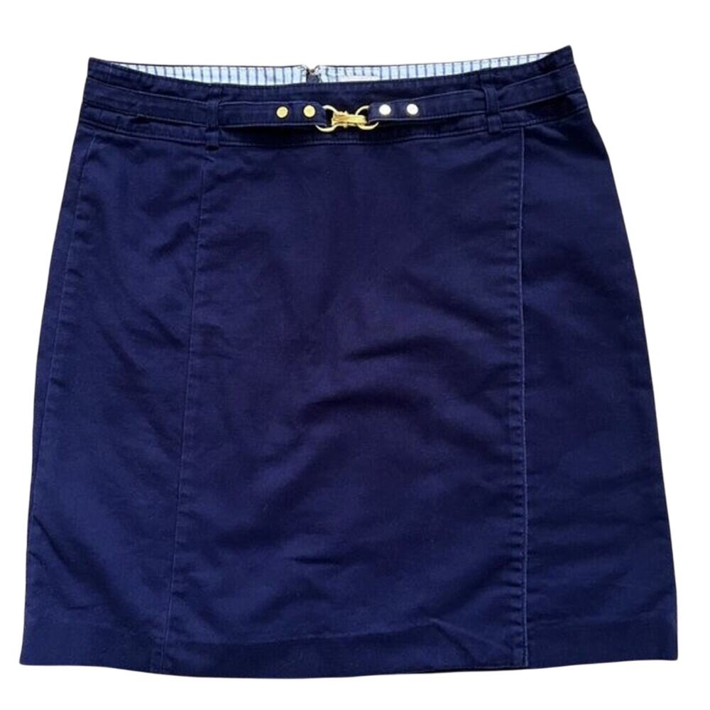 Anne Klein Pencil Skirt Women's Faux Wrap Blue Knee Length Size 8